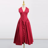 Sexy Hottie Wind Deep V-Neck Hanging Neck Strap Design Dress 2025 New Slim Long Dress Woman 68HZ