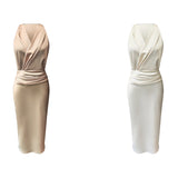 Zhao Luth's Same Color In The Middle And Long Dress Of The Lady's Dress Lady Dress Woman Simple Bag Of The Hip Skirt 68HZ