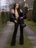 Fashion Casual Black Hooded Neck Jumpsuit Sleeveless Bare Back Sexy Body High-End Temperament Trousers Woman 68HZ