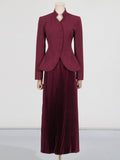 Fashion Elegant High-End Set 2025 New Embroidered Collar Single Buckle Top + 100 Folds High Waist Half-Body Skirt 68HZ