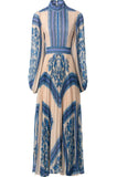 2025 Early Spring New Round Neck Lantern Sleeve Retro Black Print Waist 100 Folded Dress Dress Dress French 68HZ