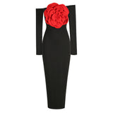 New Sexy Bosom Long Dress Body-Dexing Fashion Decoration Flower Opening Dress Dress Woman 68HZ