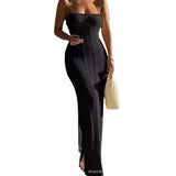 2025 Spring And Summer New Knitted Sweater Dress Sexy Pure Hot Girl Bare Back Strapped Long Skirt 68HZ