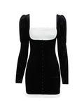New Dress Long-Sleeved Collar Gold Velvet Dress Short Dress Autumn And Winter Girl Decoration Bare Backpack Skirt 68HZ
