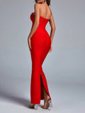 Women's Explosive Sexy Long Evening Dress Body Wrapping Party Temperament Banded Dress Black 68HZ