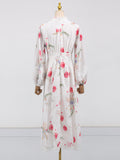 French Vintage Court Style Dress 2025 New Long Sleeved Collar Print Design High Waist Single-Reply Dresses 68HZ