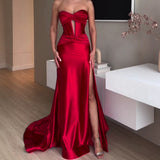 High-End Temperament Elegant Wrapped Breasts One-Word Long Banquet Big Evening Dress Bridesmaid Dress Dress 68HZ