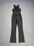 High-End Women's Clothing Jumpsuit Sleeveless High-Waisted Round Collar Slim Body Jumpsuit Trousers 68HZ