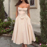 Spring Women's Clothing On The New Hot Girl Sexy V Tie Slings Mid-Length Dress To The Waist Showing Thin Back Dress 68HZ