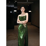 Evening Dress With Breasts 2024 New High-End Feeling Annual Meeting Presided Over The Light Luxury Small High-End Body-Body Banquet Fishtail Skirt 68HZ