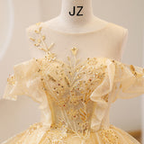 Champagne Dress Student Vocal Art Exam Performance Costumes Singing Puffed Skirts To Host The Annual Banquet Evening Dress 68HZ