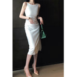 White Temperament Elegant Evening Dress Women's Banquet Annual Meeting Of The Hips Thin Dress 2025 New Body Repair Dress 68HZ