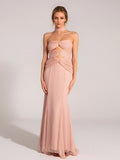 New Women's Sexy Hollow Corset Dress Temperament Mesh Fishtail Dress Dress 68HZ