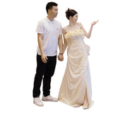 Korean-Style Light Wedding Dress 2024 New High-End Small And Small Mori Is Super Fairy Yarn Bosom Princess Style Engagement Dress 68HZ