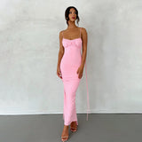 High-End Women's Sexy Dress Sexy Folded Dress Evening Dress Sleeveless Sling Dress Dress Dress Girl 68HZ