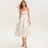 New Sexy Broken Flower Back Rope Skirt High-End Women's Breast Swing Dress 68HZ