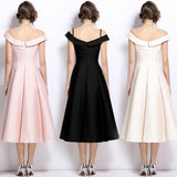 French Temperament Gold And White Shoulder Sling Dress Female Senior Feeling Princess Waist Dress 68HZ