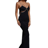 Summer Heart-Bursting Dress Sexy Sling Diamond Chain Long Body-In-Handling Bandatry Dress 68HZ