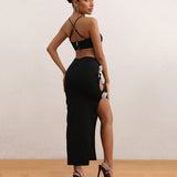 New Sexy Decorative Diamond Flower Sling Skirt Woman High-End Solid Color Slings Two-Piece Dress 68HZ