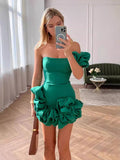 2024 New Sexy Dress Skirt Irregular Lotus Ribs Waist Dress 68HZ