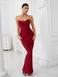 Women's Explosive Sexy Long Evening Dress Body Wrapping Party Temperament Banded Dress Black 68HZ