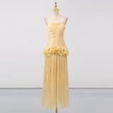 French Small Scented Bra Dress Dress 2025 New Niche Splicing Wooden Ear Design Long Dress Women's Summer 68HZ