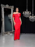 High-End Women's Thin Dress Dress Dress Watery Shoulder Elegant Temperament Banded Evening Dress Dress 68HZ