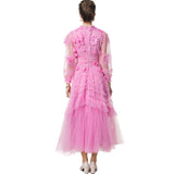 Heavy Industry Lien Clams Nail Pearl Three-Dimensional Flower Pink Round-Necked Princess Dress Dress Dress Famous Spring And Summer Woman 2025 68HZ