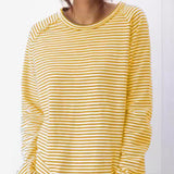2025 New Casual Women's Loose Collar With Shoulder Long Sleeve Top Striped Prints Of Shawl 68HZ
