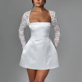 New Lace Splicing Body A-Word Dress Sexy Pure Lusty Dress With High-End Women's Clothing 68HZ