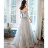 One-Word Shoulder Evening Dress 2025 New Temperament Elegant Fairy Dream Net Yarn Bridesmaid Lady Long Dress 68HZ