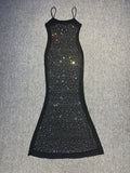 French Bare Water Drill Super Flash Slim Slimming Pure Want To Pack Hip Dress Dress Sling Long Skirt Banquet Birthday Dress Woman 68HZ