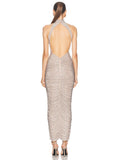 French Hot Diamond Sling Dress High-End Light Luxury Evening Dress Party Show Back Dress 68HZ