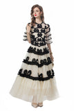 Spring/Summer 2024 New Short Sleeves Vintage Printed Yarn Ear Printed Dress Dress Dress 68HZ