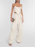 Thoracic Fish Bare Top + Fashion Casual Broad Leg Pants 2025 New Solid Color Sexy Set Two Sets Of Women 68HZ