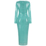 New Fashion Sexy Sleeve V Collar Long-Sleeved Dress High-End Dress Dress Long 68HZ
