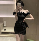 Summer New Temperament Sexy Shoulder-To-Shoulder-To-Heart Dress Women Want To Slim Skinny Ass Skirt 68HZ