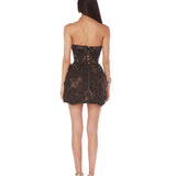 Elegant Embroidered Three-Dimensional Flower Dress With Short Skirt Sexy Breast-Wearing Dress Light Luxury Dinner Dress 68HZ