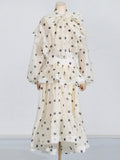 Australian Show Wave Dot Suit Women's Tide 2025 New Scarf With Lotus Leaf Shirt Top + Long Skirt 68HZ