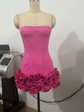 New Sexy Fish Bone Strap Adjustable Bosom Heavy Industry Flower Short Skirt Dinner Dress 68HZ