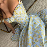 Summer Women's Clothing New Dress Repair Fork And Broken Flower Skirt Hollow Bare Back Sling Dress 68HZ