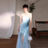 Evening Dress 2024 New Offshore Necromanquin Smear Dress Visual Shiny Mesh Dress 68HZ