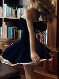 New Women's Dress Golden Velvet Sexy Bosom A-Dress Body-Dexed Winter Dress Tice Little Dress 68HZ