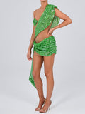High-End Women's Sexy Perspective Of The Squint Dress Temperament Slant Shoulder Splicing Dress Dress With The Ass Short Skirt Woman 68HZ
