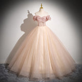 One-Word Shoulder Light Blue Vocal Art Exam Performance Dress Solo Fluffy Skirt Princess Adult Ceremony Presided Over The Annual Meeting Dress 68HZ