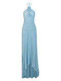 Women's New Net Yarn Hanging Neck Flower Show Back Dress Drag Floor Evening Dress Hanging Neck Dress Sweet And Spicy Wind 68HZ