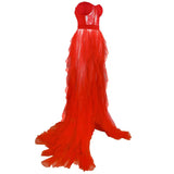 Sexy Bare Back Twidce Dress Women's Perspective Mesh Yarn Large Open Fork Dress Long 68HZ