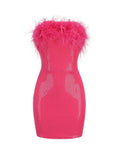 High-End Cross-Border Women's Sexy Bareback Ostrich Hairy Twilight Dress Temperament Squints 68HZ