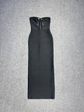 High-End Women's Twisted Tweed Tweed Dress Black Leaky Back Bra Long Dress Small Design Hollow Dress 68HZ