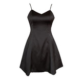 Classic Little Black Dress Exquisite Little Woman Elegant Satin Sling Dress Famous Party Party Party Dress With Chest Cushion 68HZ